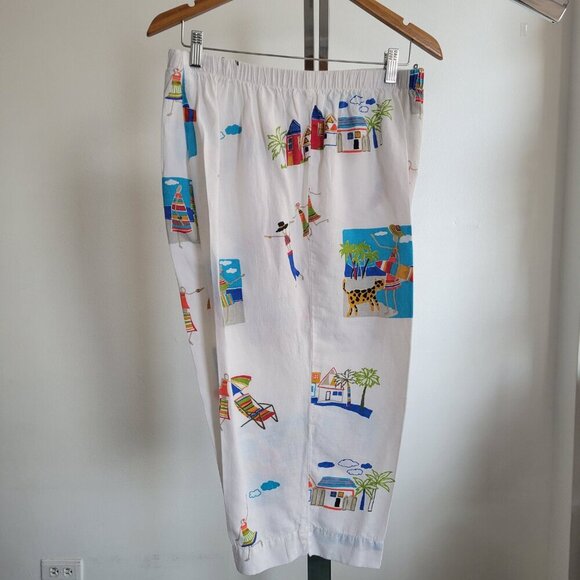 Marc Ware Hot Cotton Vintage Beach Graphic Print Linen Capri Pant (Size: 1X) - Picture 4 of 15